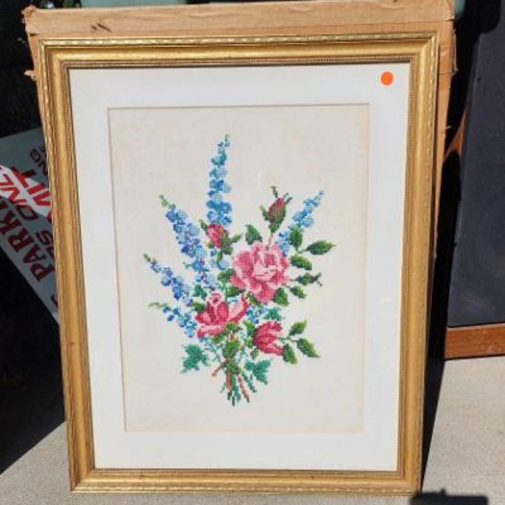 Vintage Framed Needle Work Wall Art